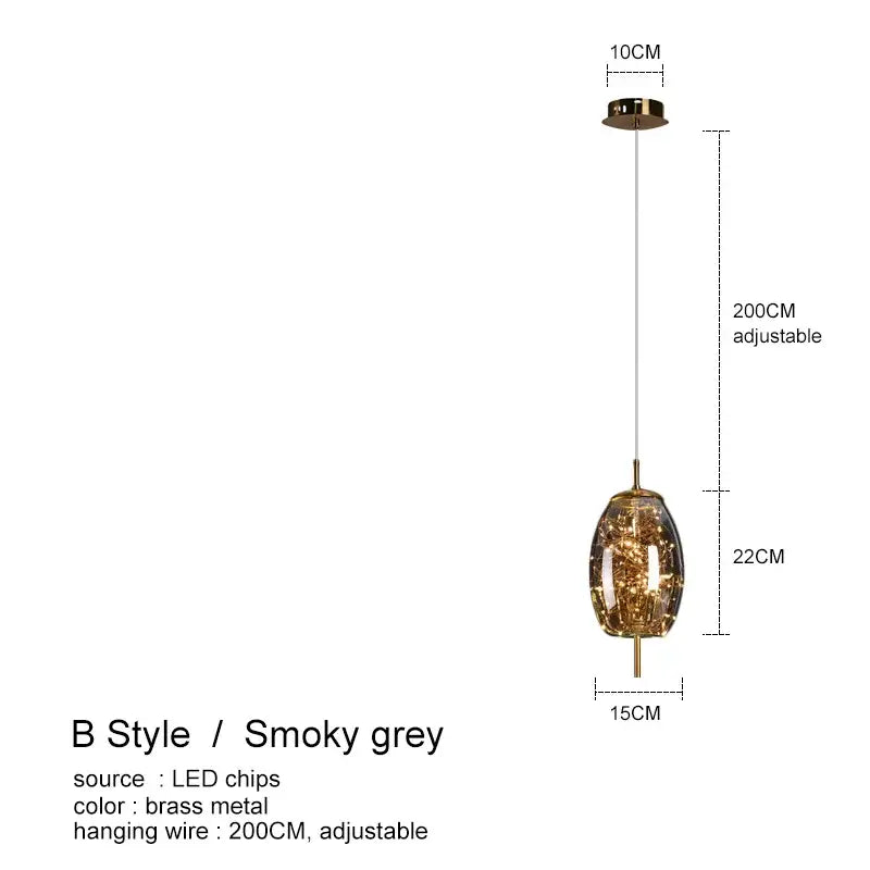 Modern amber glass chandelier – dining room string light pendant