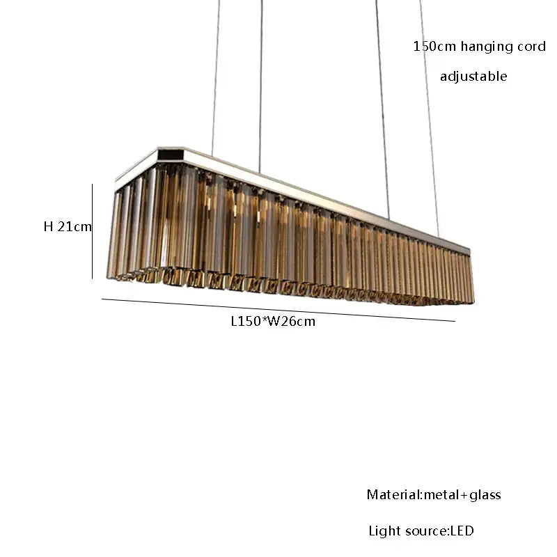 Modern gold amber glass chandelier for dining room