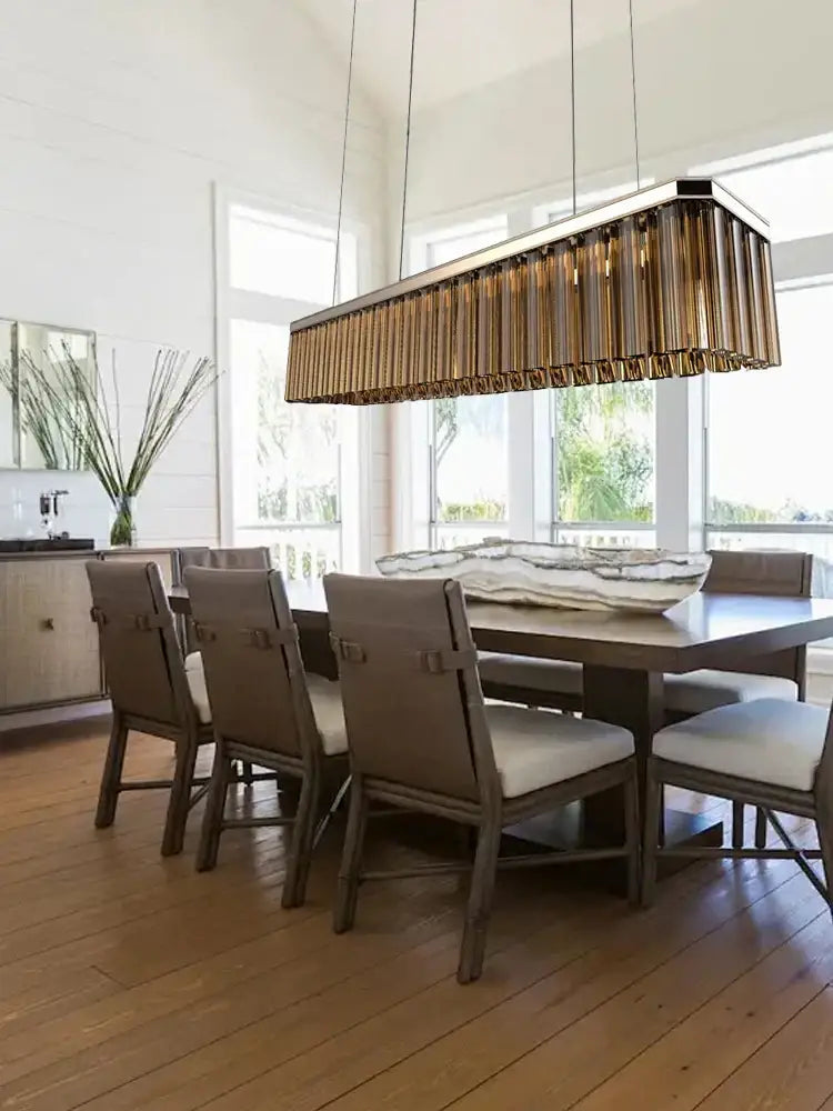 Modern gold amber glass chandelier for dining room