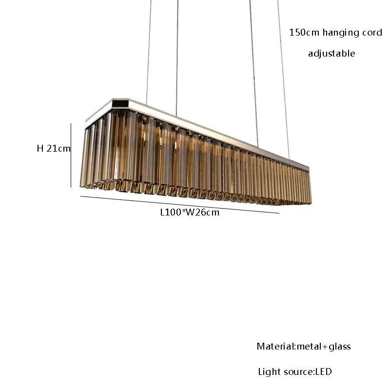 Modern gold amber glass chandelier for dining room