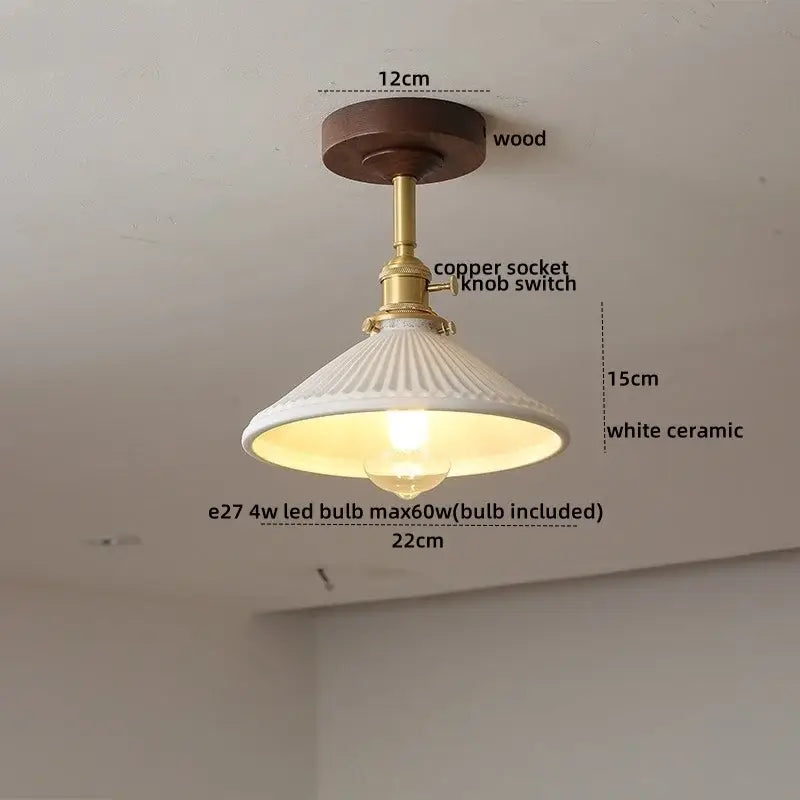 Modern amber glass and copper ceiling light fixture dining room