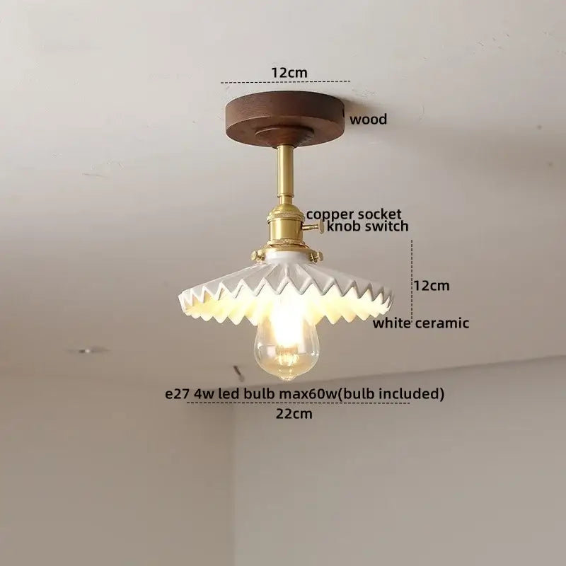 Modern amber glass and copper ceiling light fixture dining room