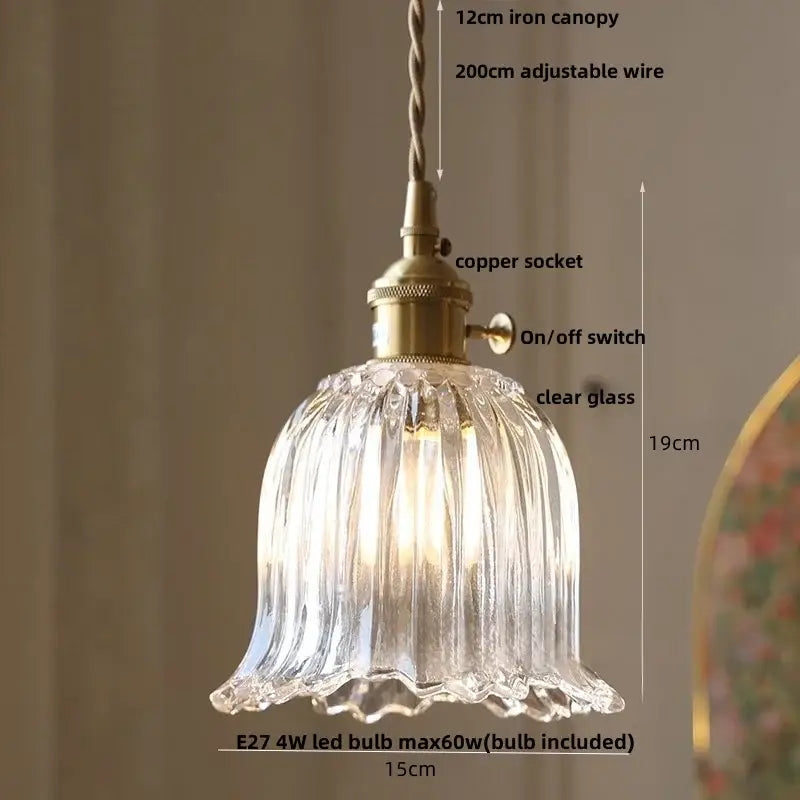 Vintage amber glass cube led pendant light kitchen brass hardware