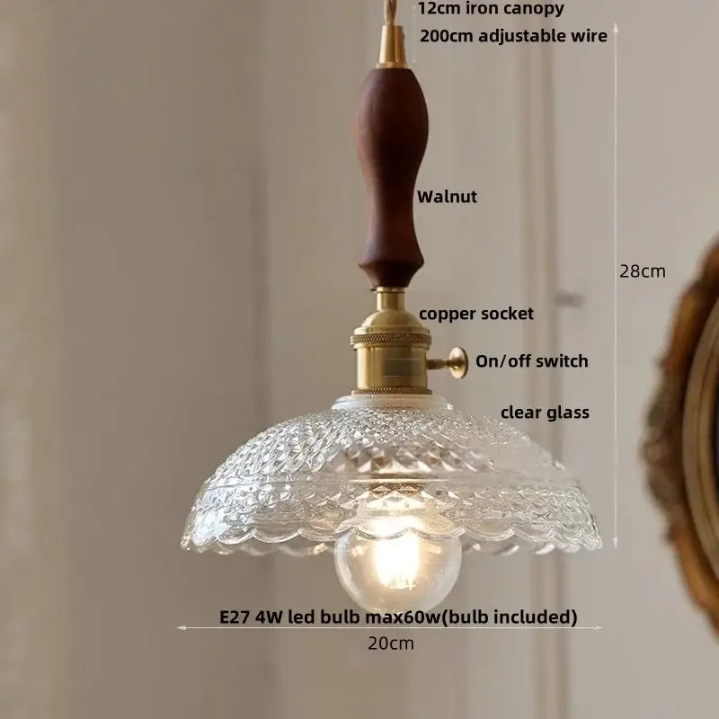 Vintage amber glass cube led pendant light kitchen brass hardware