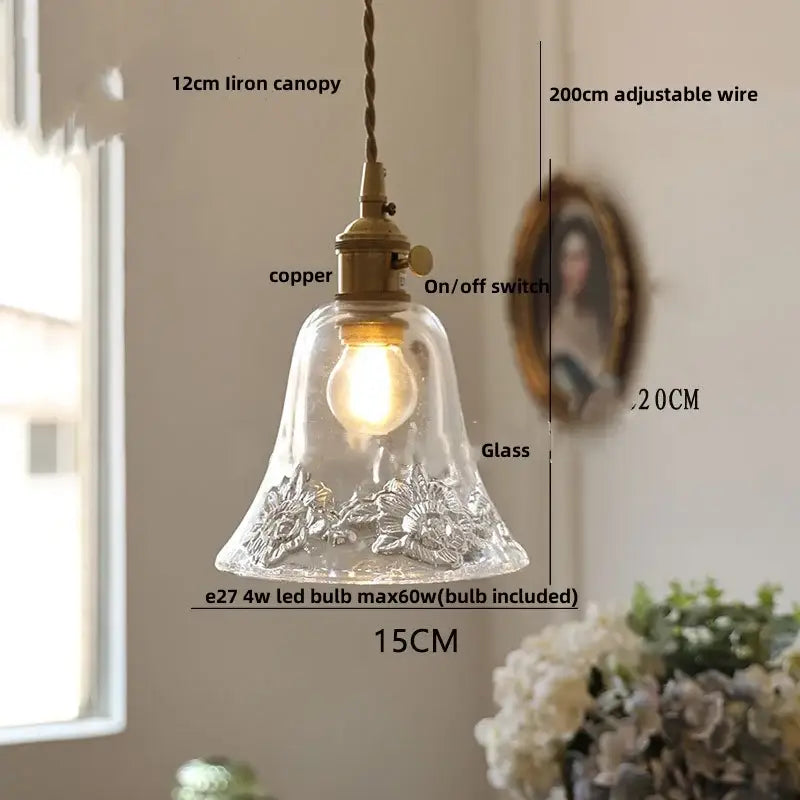 Vintage amber glass cube led pendant light kitchen brass hardware