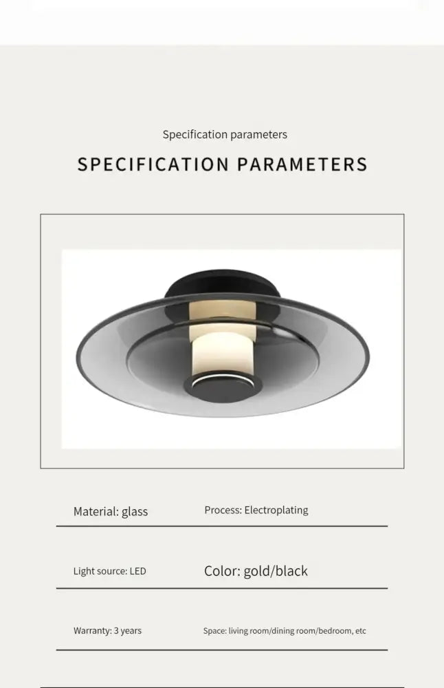Modern black and amber glass disc wall lamp bedroom sconce