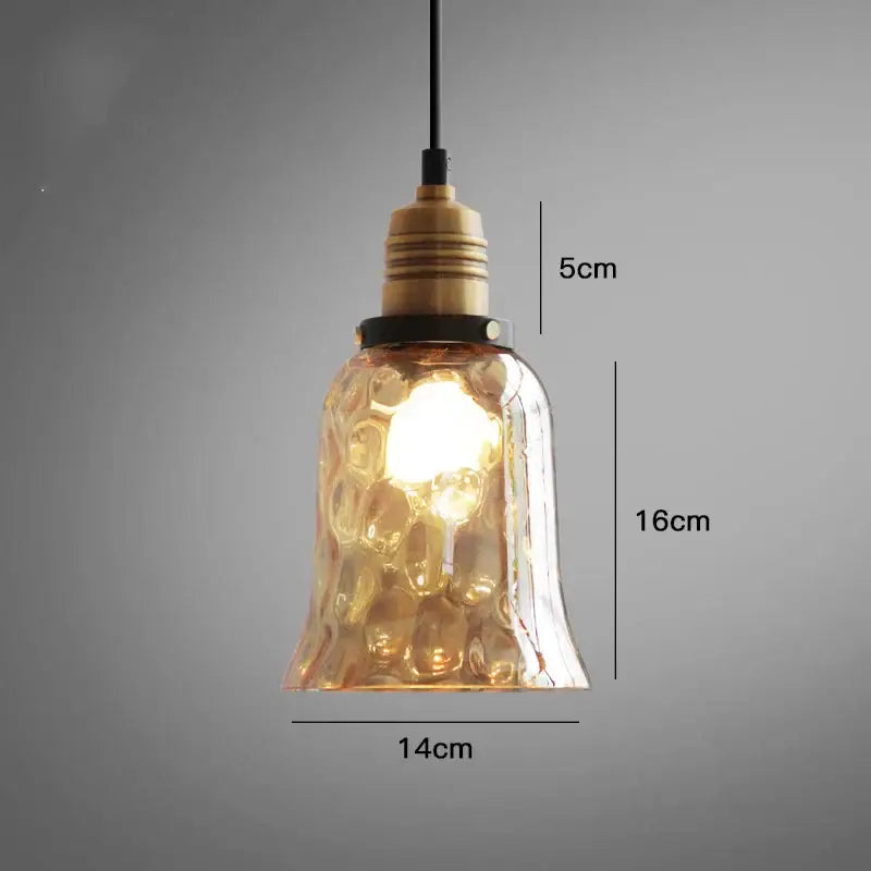 Vintage amber glass industrial led pendant lights set dining room