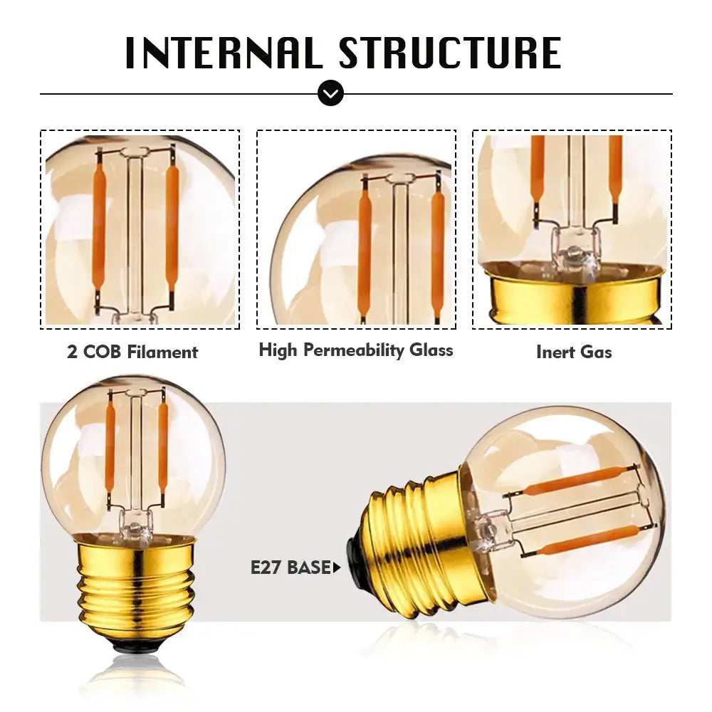 Vintage amber glass led bulb 5-pack for rv and bedroom living room