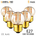 Vintage amber glass led bulb 5-pack for rv and bedroom living room