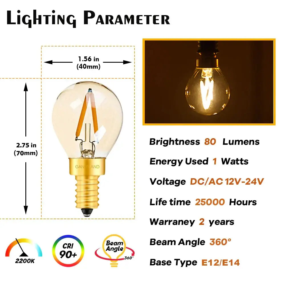 Vintage amber glass led bulb 5-pack for rv and bedroom living room