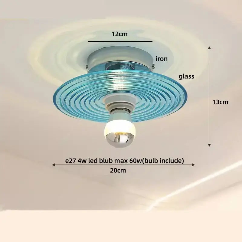 Scalloped amber glass led ceiling light for bedroom and living room