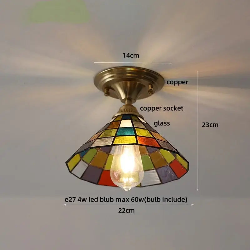 Scalloped amber glass led ceiling light for bedroom and living room