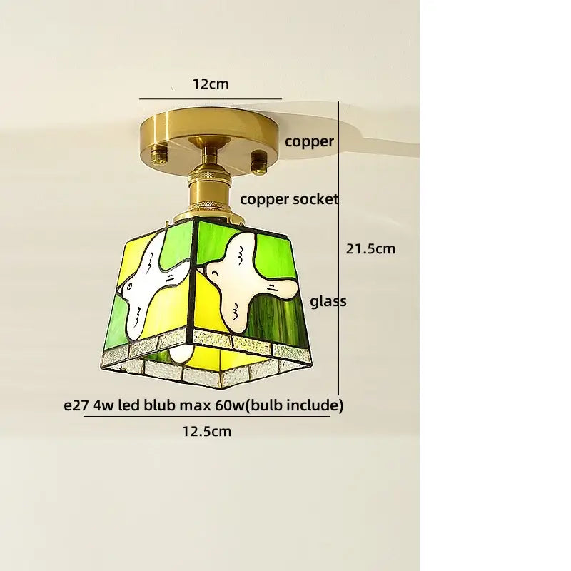 Scalloped amber glass led ceiling light for bedroom and living room