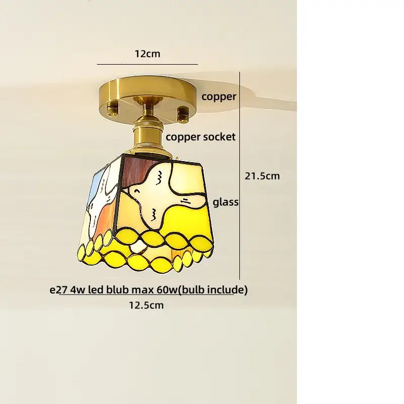 Scalloped amber glass led ceiling light for bedroom and living room
