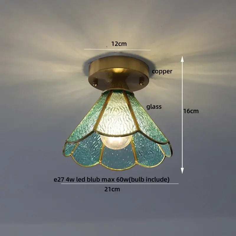 Scalloped amber glass led ceiling light for bedroom and living room