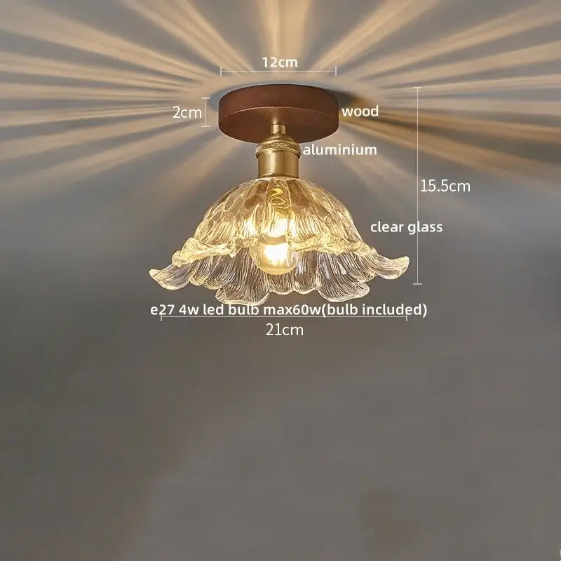 Modern amber glass led pendant light kitchen brass ceiling light