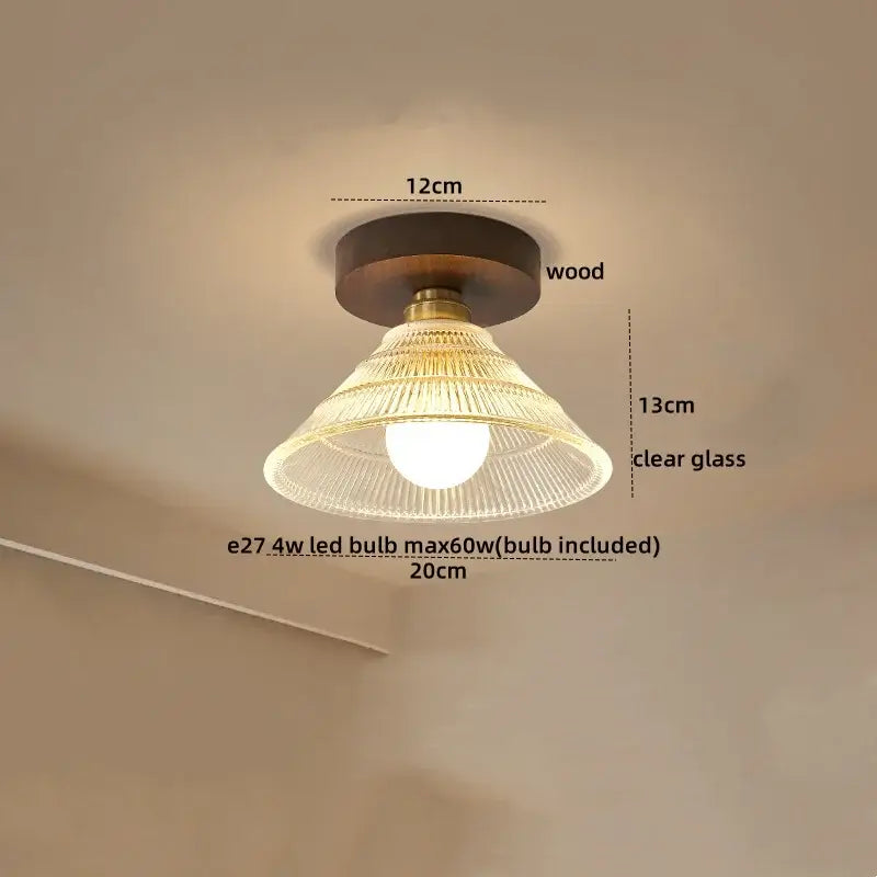 Modern amber glass led pendant light kitchen brass ceiling light