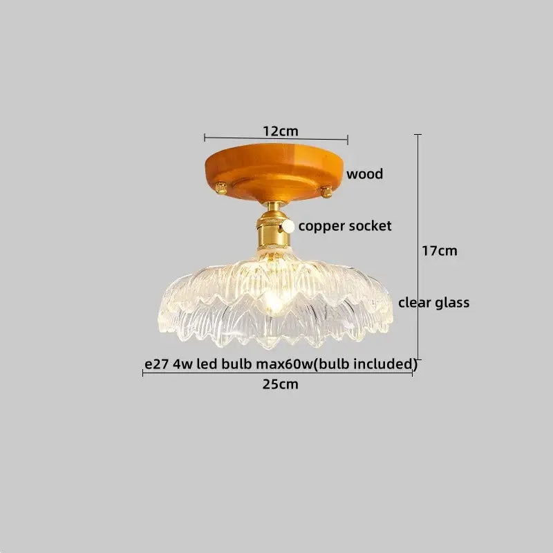 Modern amber glass led pendant light kitchen brass ceiling light