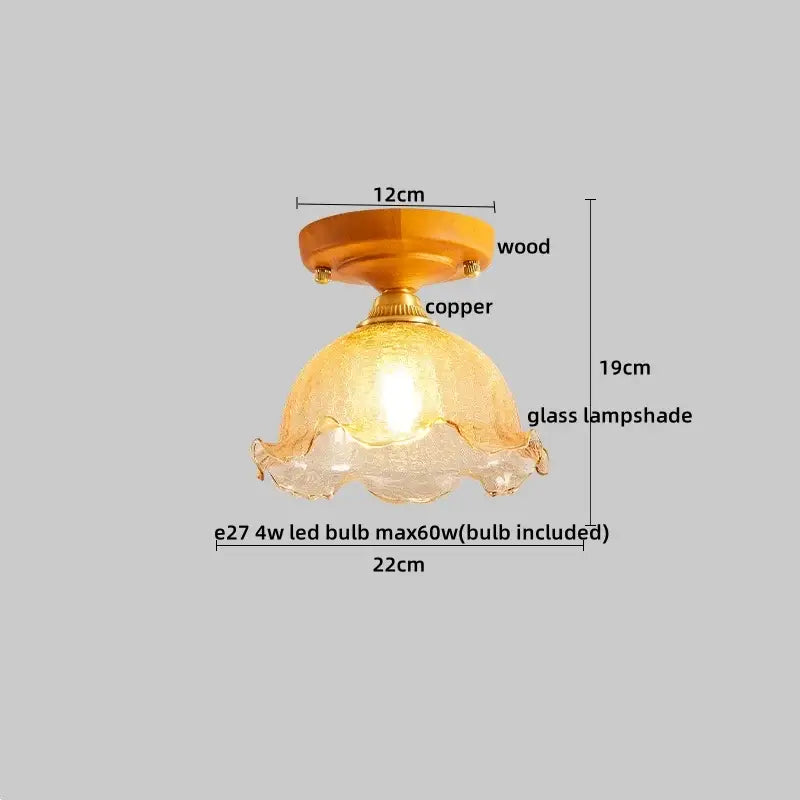 Modern amber glass led pendant light kitchen brass ceiling light