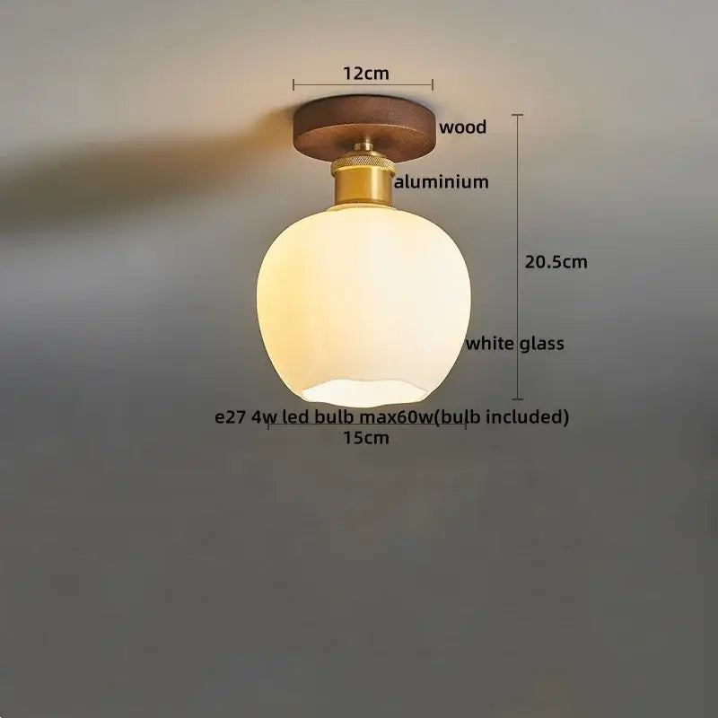 Modern amber glass led pendant light kitchen brass ceiling light
