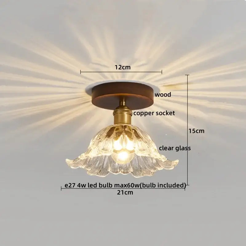 Modern amber glass led pendant light kitchen brass ceiling light