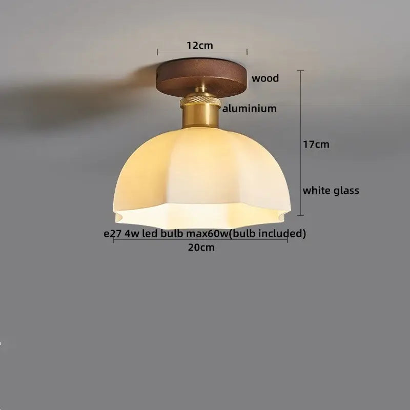 Modern amber glass led pendant light kitchen brass ceiling light