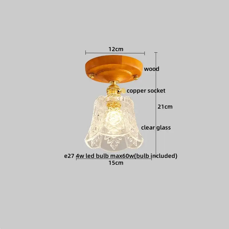 Modern amber glass led pendant light kitchen brass ceiling light