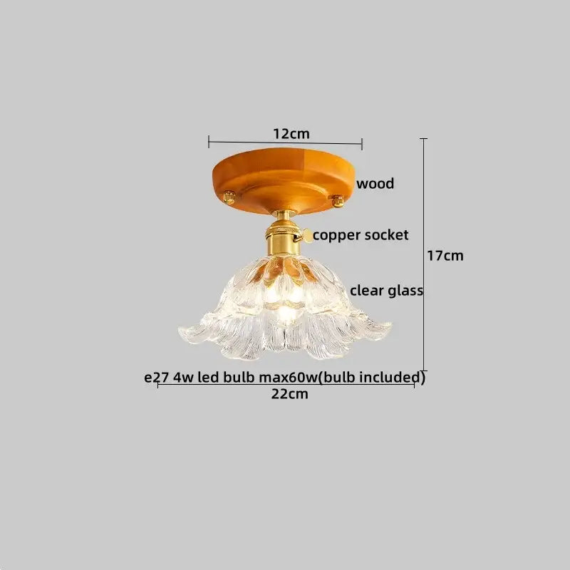 Modern amber glass led pendant light kitchen brass ceiling light
