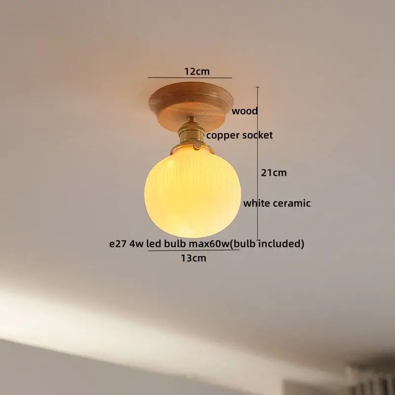 Modern amber glass led ceiling lights for dining room with wood mount