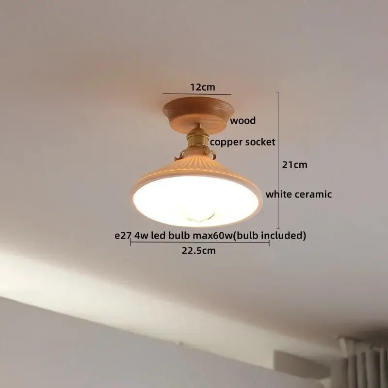 Modern amber glass led ceiling lights for dining room with wood mount