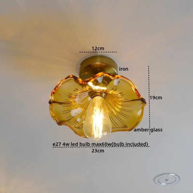 Modern amber glass led ceiling lights dining room pendant