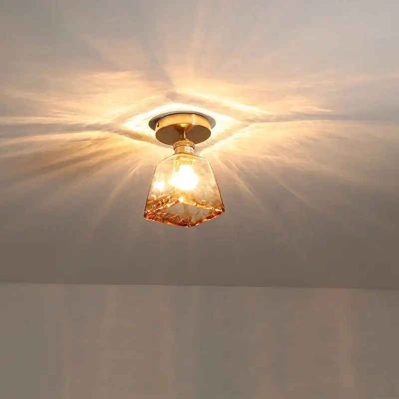 Modern amber glass led ceiling lights dining room pendant