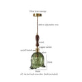 Vintage amber glass led hanging lamp kitchen wood pull chain