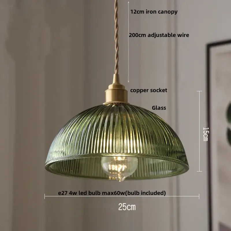 Walnut and amber glass led pendant lamp dining room hanging light