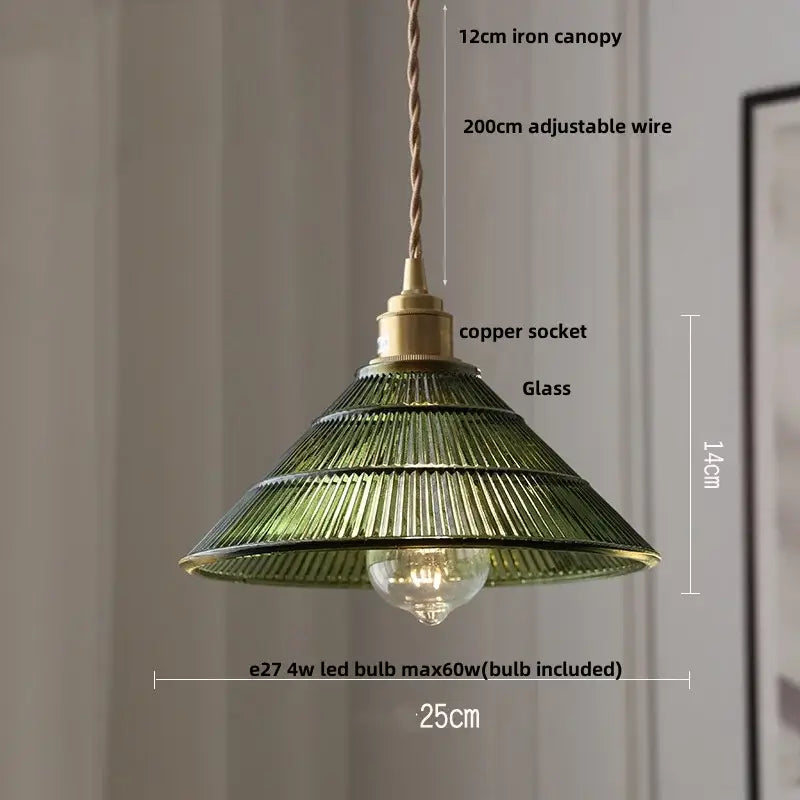 Walnut and amber glass led pendant lamp dining room hanging light