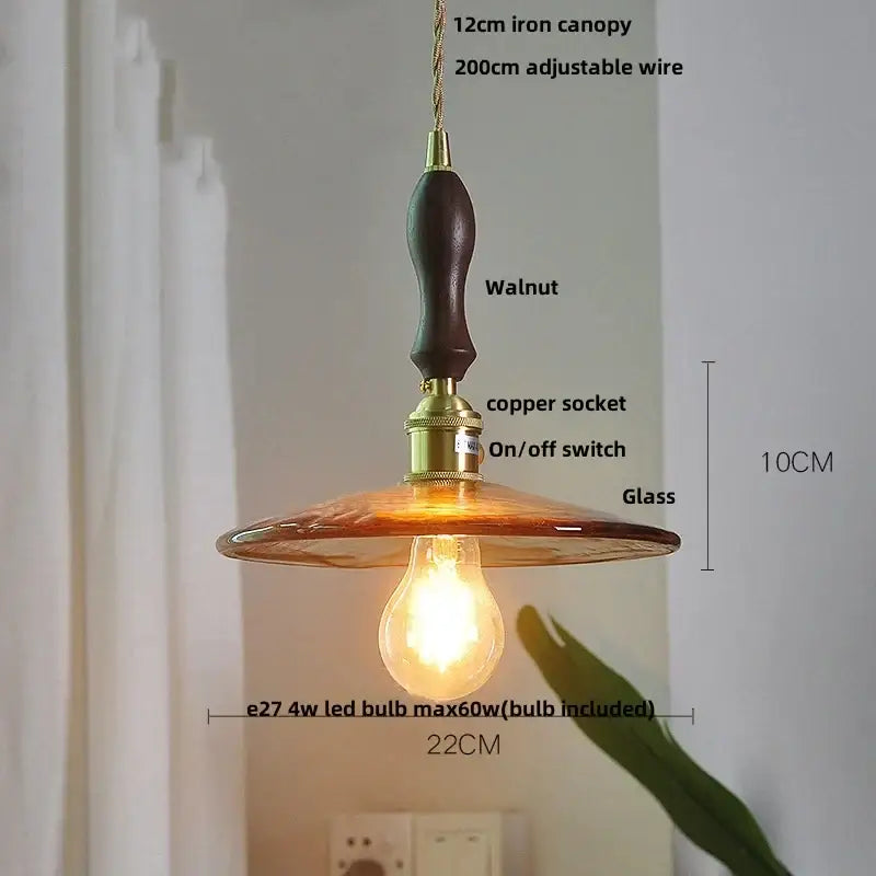 Amber textured glass led pendant lamp for kitchen and dining room
