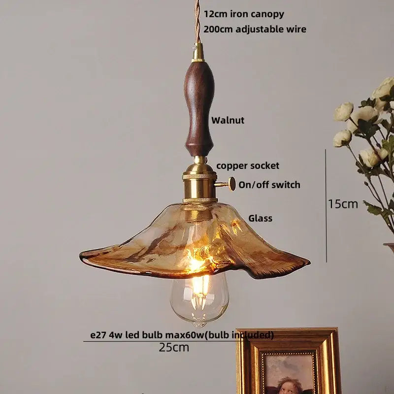 Amber textured glass led pendant lamp for kitchen and dining room