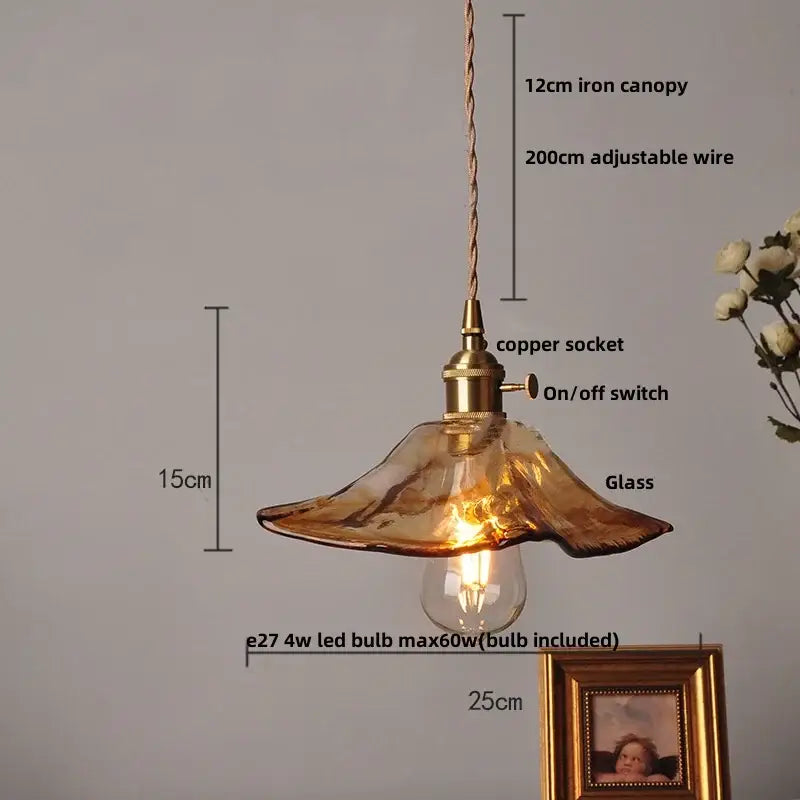 Amber textured glass led pendant lamp for kitchen and dining room