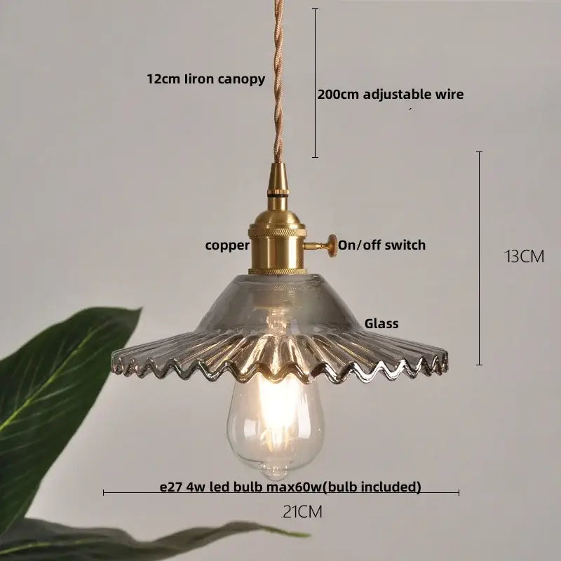 Amber textured glass led pendant lamp for kitchen and dining room