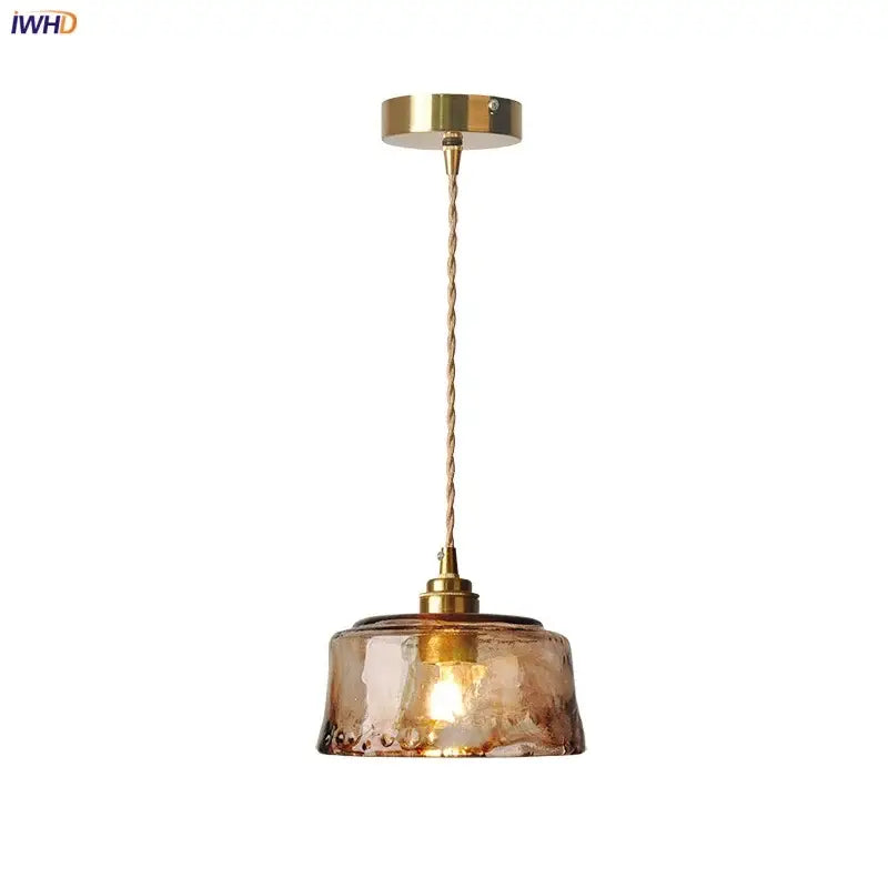Amber textured glass led pendant lamp for kitchen and dining room