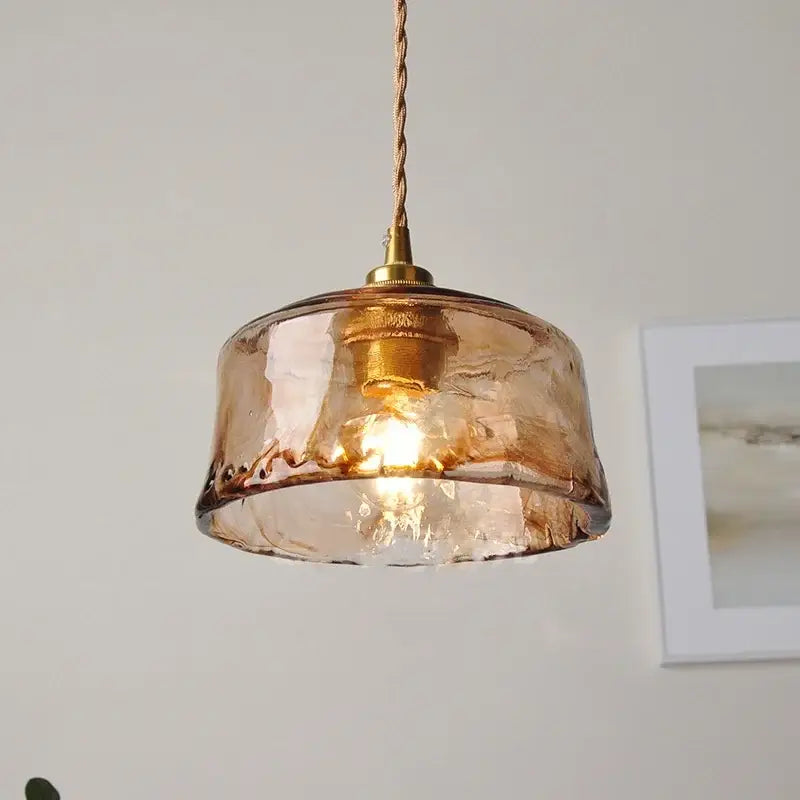Amber textured glass led pendant lamp for kitchen and dining room