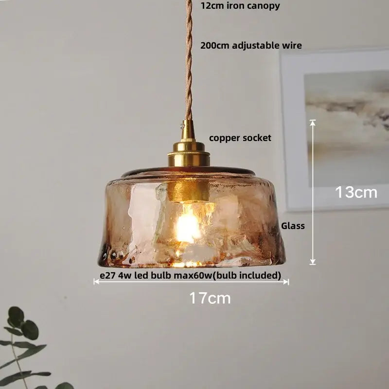 Amber textured glass led pendant lamp for kitchen and dining room