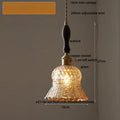 Vintage brass amber glass led pendant light kitchen ribbed shade