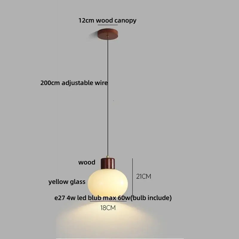 Rustic amber glass led pendant light – kitchen wood interior lighting