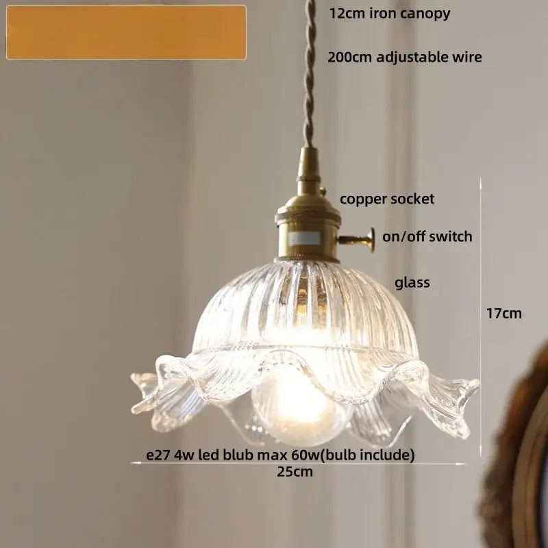 Amber glass led pendant light kitchen embossed diamond pattern