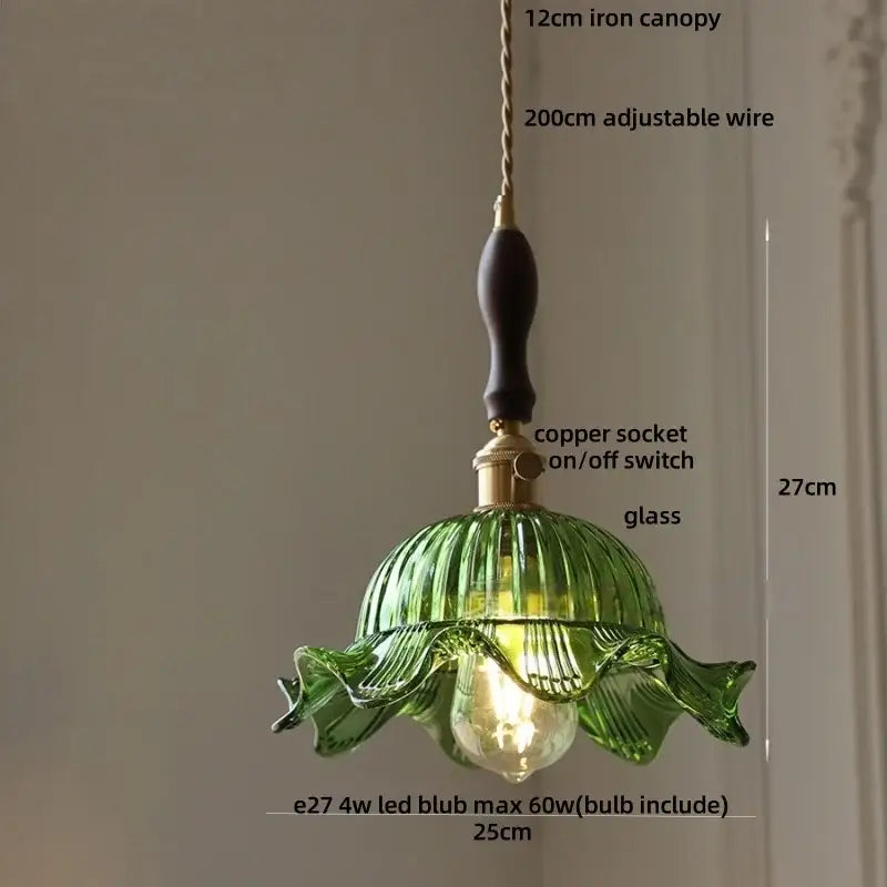 Amber glass led pendant light kitchen embossed diamond pattern