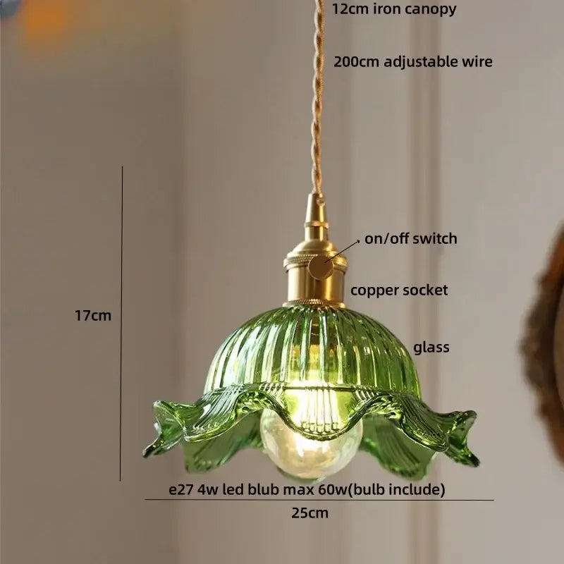 Amber glass led pendant light kitchen embossed diamond pattern