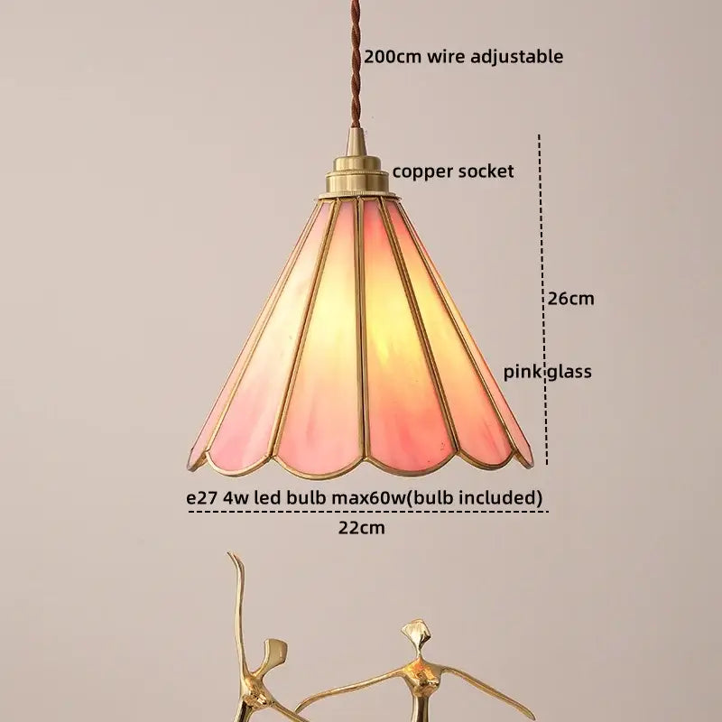 Vintage amber glass led pendant light for dining room