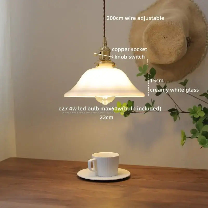 Vintage amber glass led pendant light for dining room