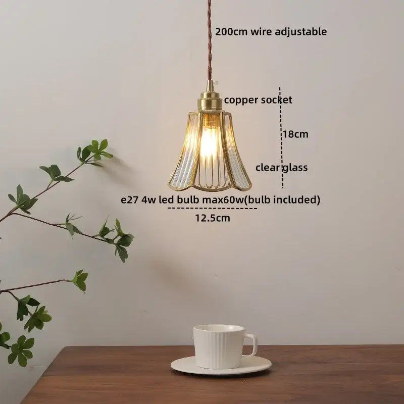 Vintage amber glass led pendant light for dining room